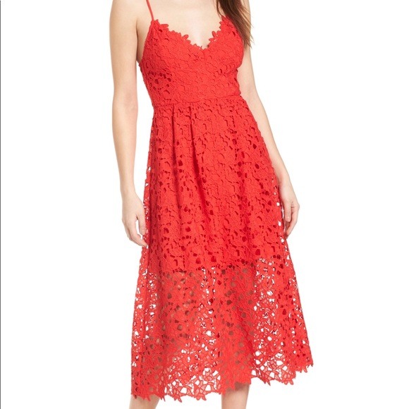 ASTR Dresses & Skirts - ASTR the Label XS Lace Midi Dress in Red